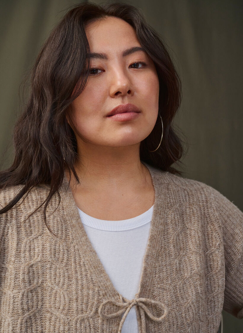 Strickjacke mit Bindedetails, Simply Taupe Mel., Image image number 0