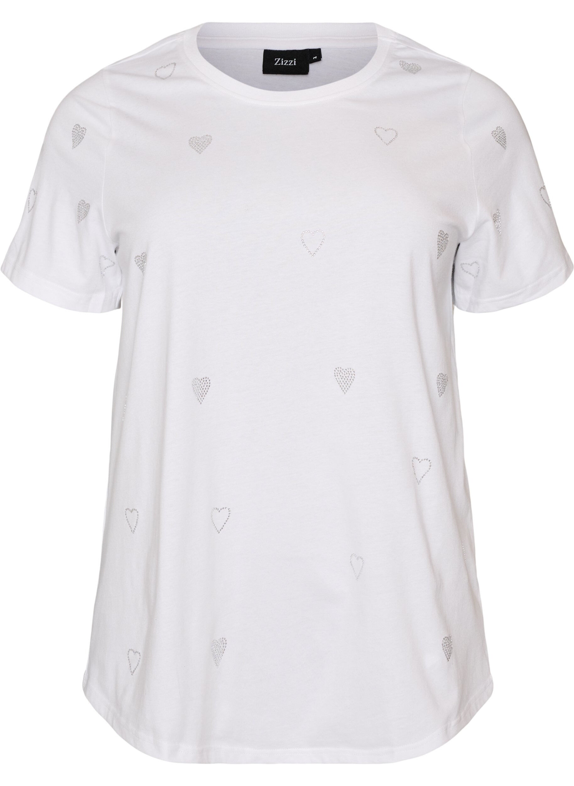 ZizziT-shirt en coton bio avec des c&oelig;urs, Blanc, Packshot image number 0