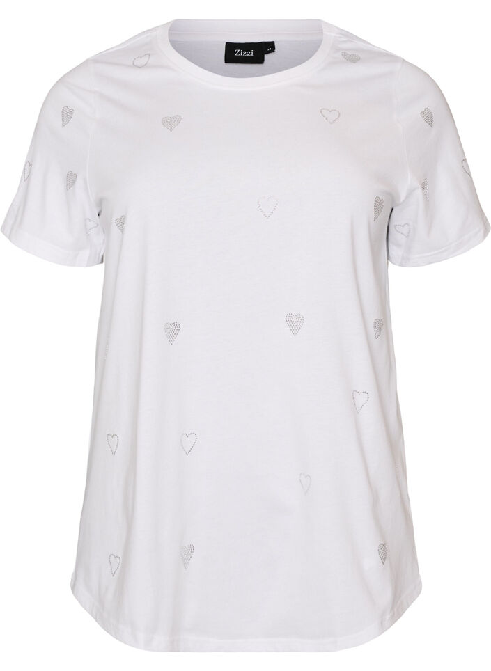 T-shirt en coton bio avec des c&oelig;urs, Blanc, Packshot image number 0