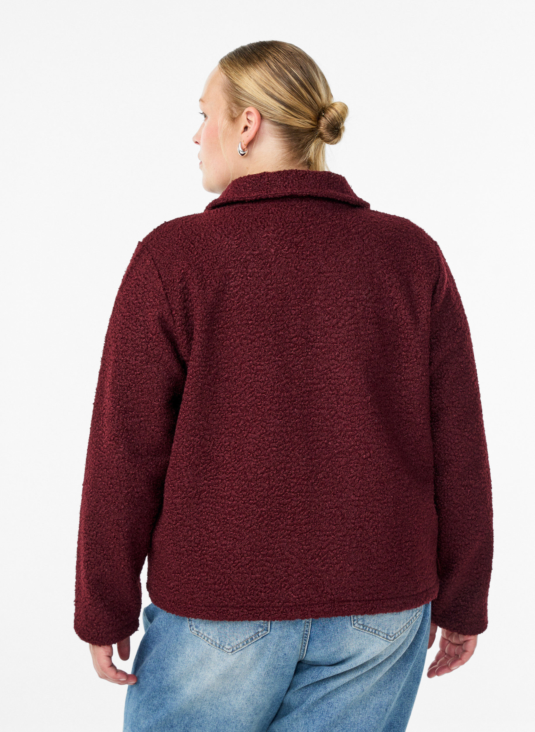 Zizzi Veste courte zipp&eacute;e, Bordeaux fonc&eacute;, Model image number 2