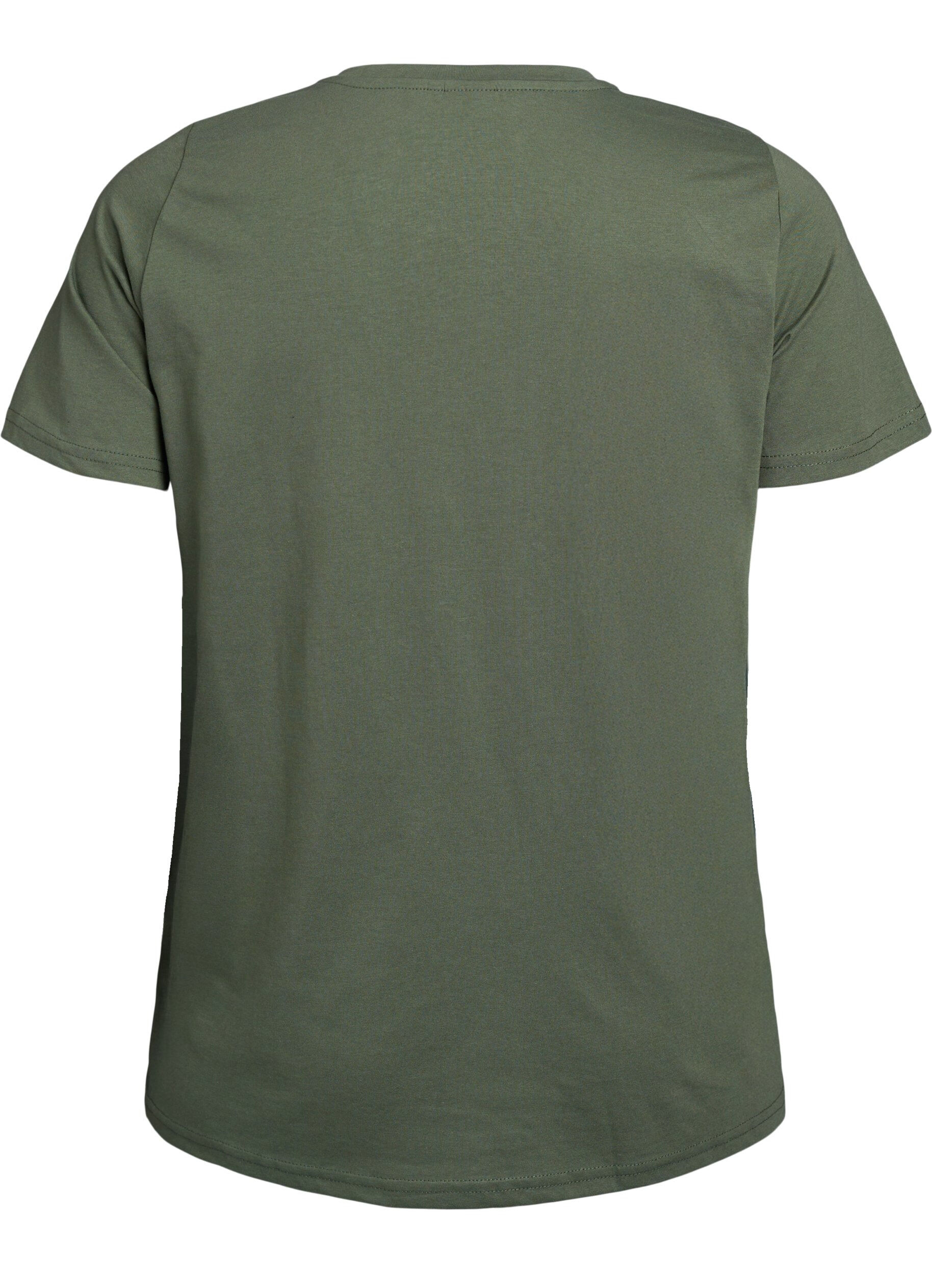 Zizzi T-shirt &agrave; manches courtes avec col en V, Vert, Packshot image number 1