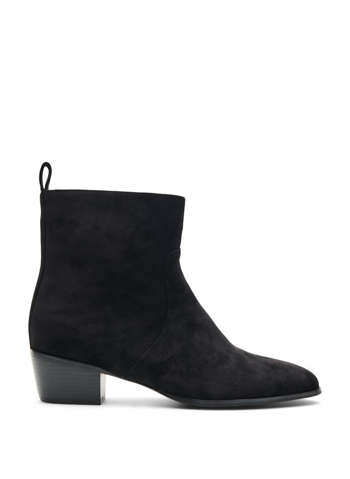 Botte haute en su&eacute;dine avec tige amovible, Noir, Packshot
