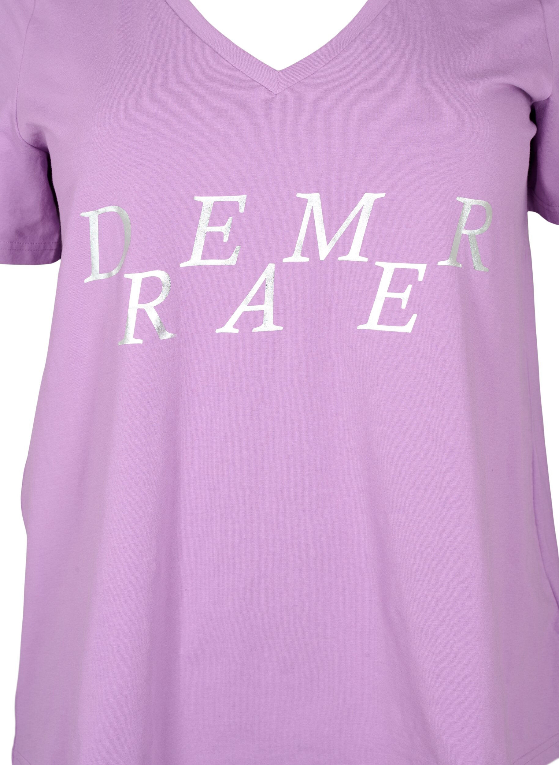 Zizzi T-shirt de nuit en coton avec impression de texte, L.Crystal w.Dreamer, Packshot image number 2