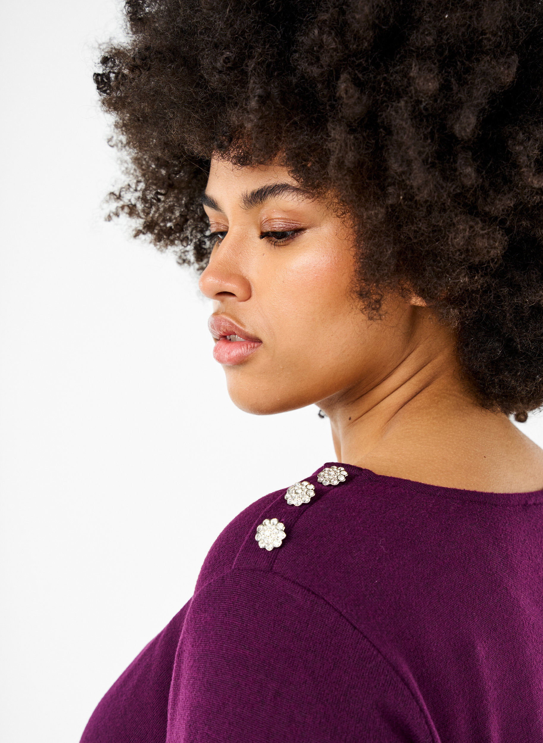 Zizzi Chemisier avec boutons d&eacute;coratifs, Violet, Model image number 3