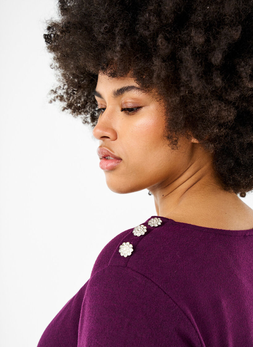 Chemisier avec boutons décoratifs, Violet, Model image number 3