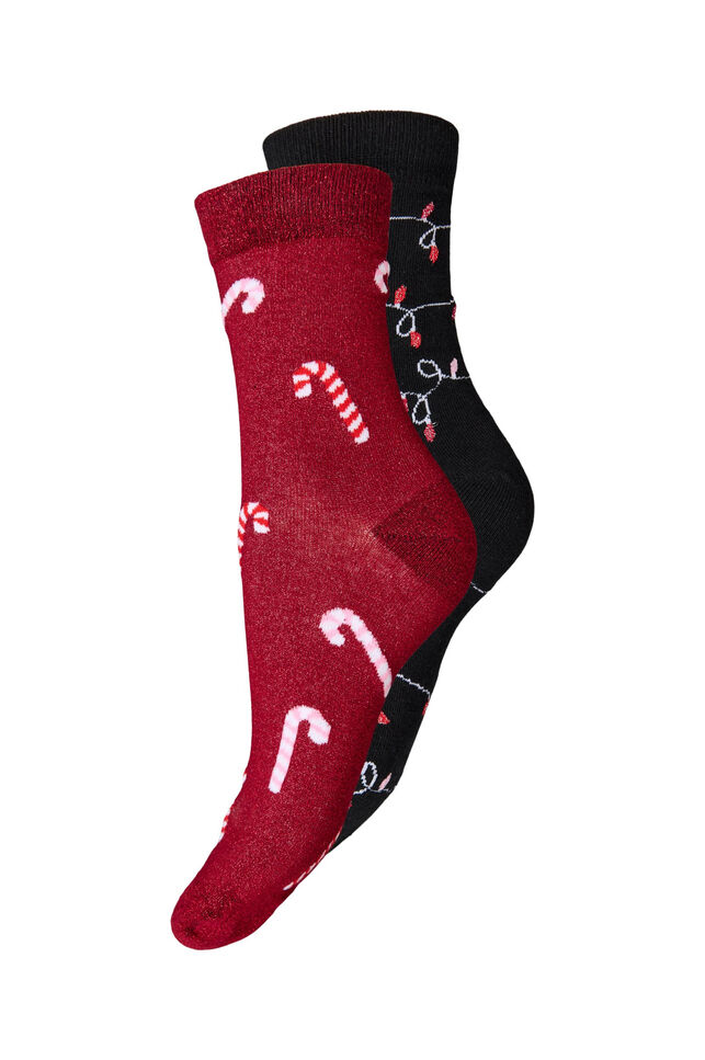 Lot de 2 paires de chaussettes de No&euml;l, Rouge, Packshot image number 0