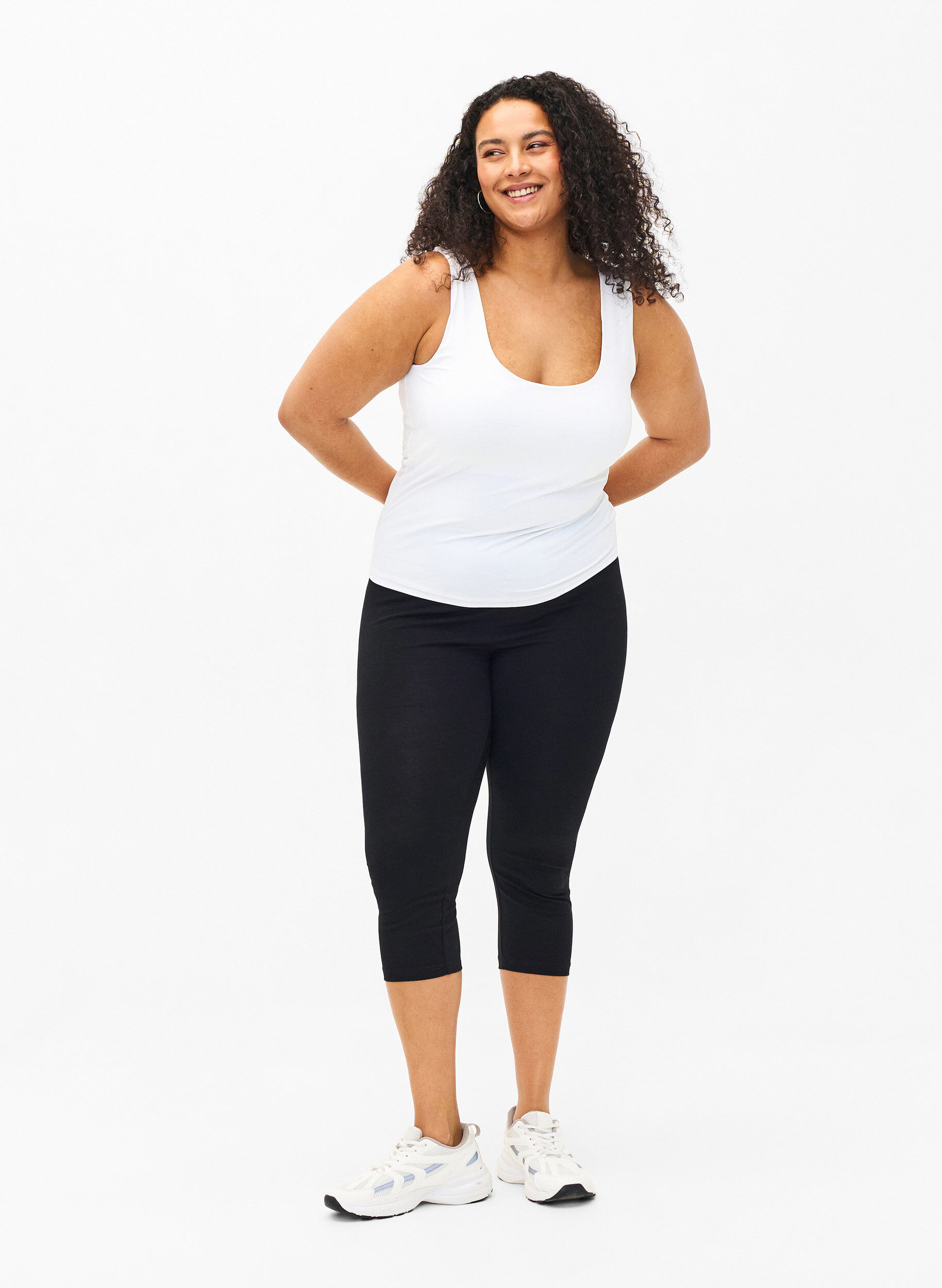 Zizzi FLASH &ndash; 2-pack 3/4-Leggings aus Baumwolle, Schwarz, Model image number 1