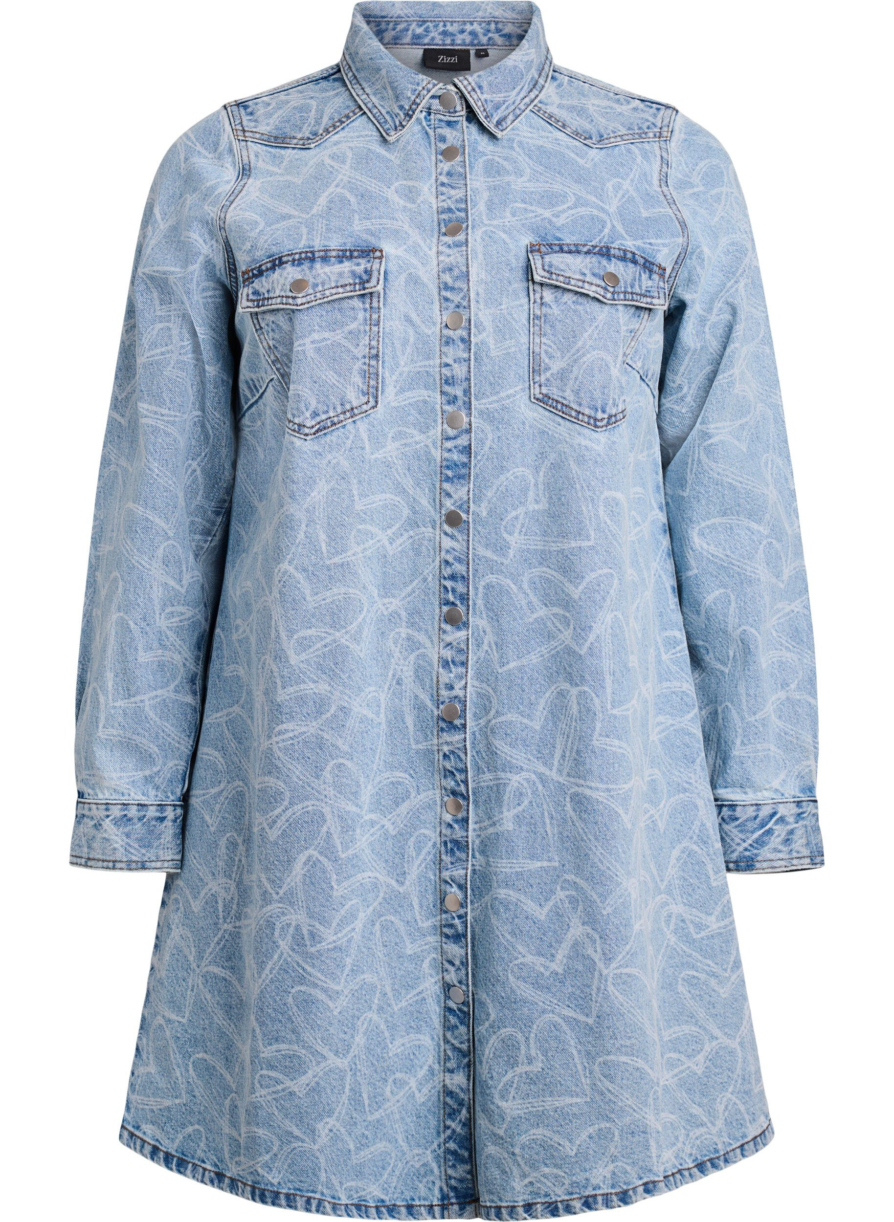 Robe en jean &agrave; motif c&oelig;urs