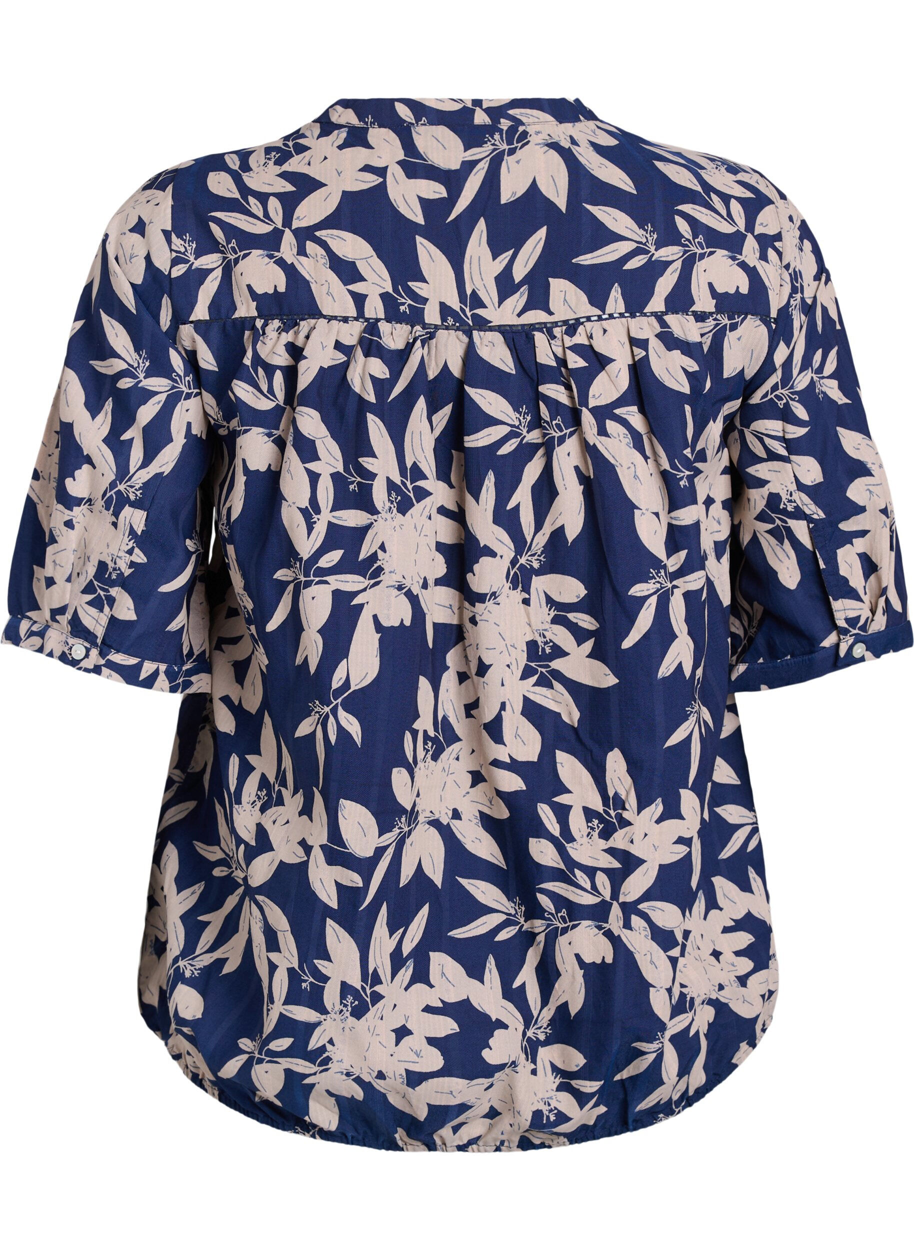 Zizzi Blouse imprim&eacute;e &agrave; manches 1/2, Bleu, Packshot image number 1