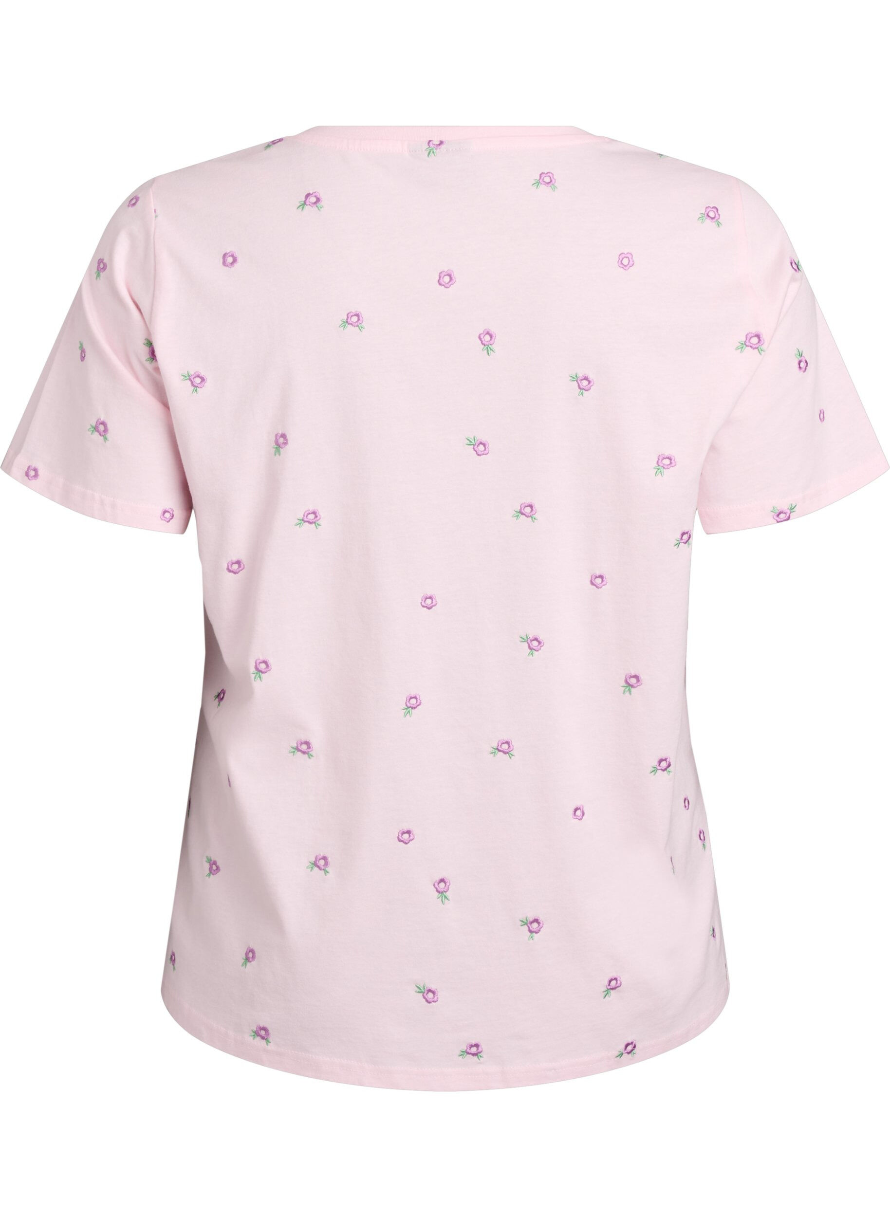 Zizzi T-Shirt aus Bio-Baumwolle mit aufgestickten Motiven, Pink, Packshot image number 1