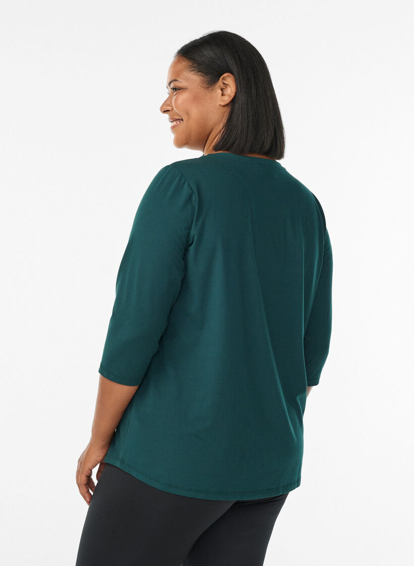 Haut de sport &agrave; manches 3/4, Vert fonc&eacute;, Model image number 2