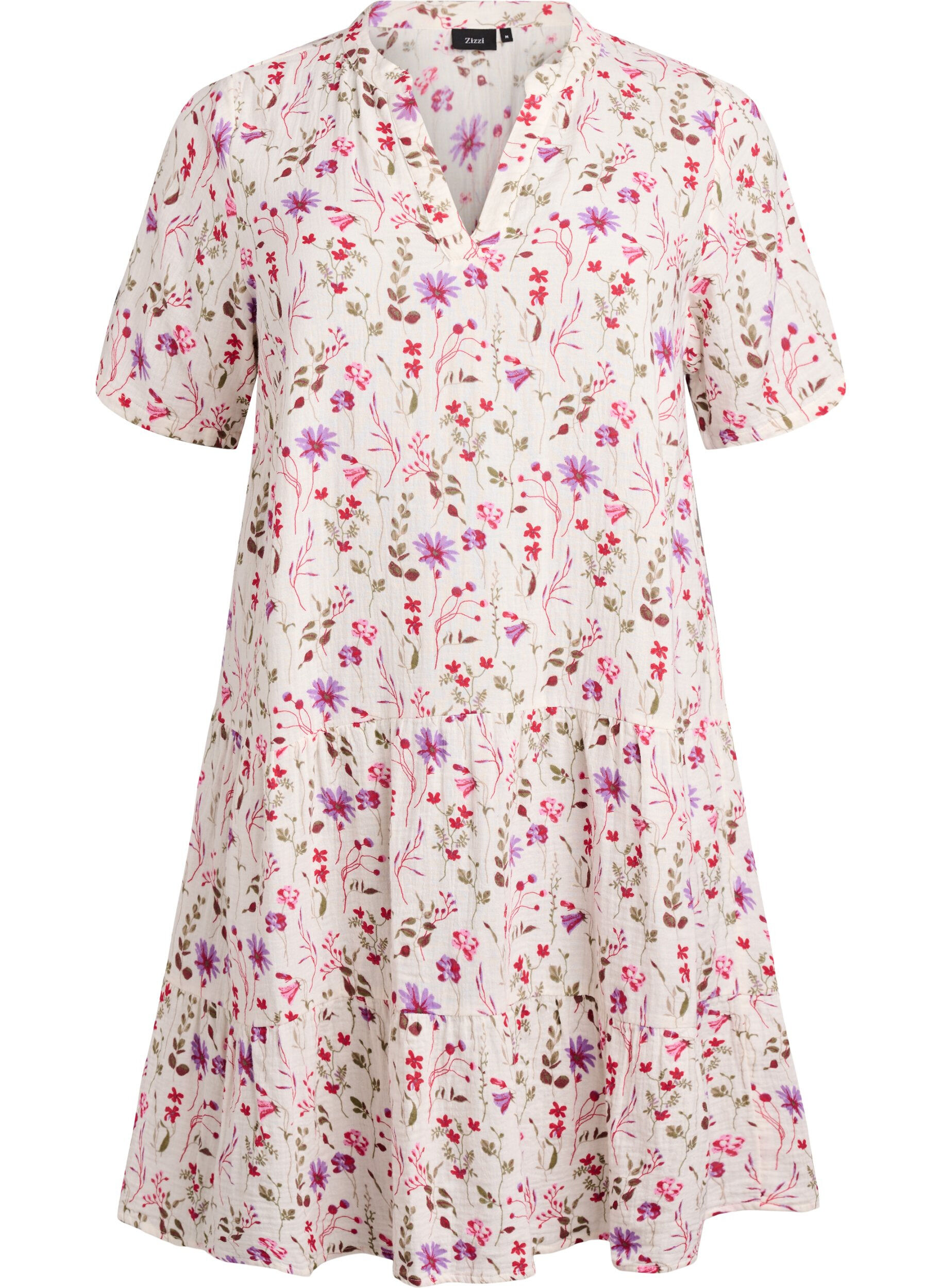 Robe courte &eacute;vas&eacute;e en mousseline de coton