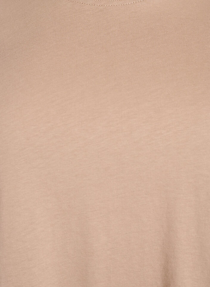 T-shirt basique en coton &agrave; col rond, Beige, Packshot image number 2