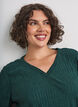 Blouse avec texture ondul&eacute;e et coupe ballon, Vert fonc&eacute;, Model image number 3