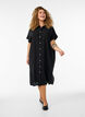 Chemise longue en viscose et en lin, Noir, Model image number 0