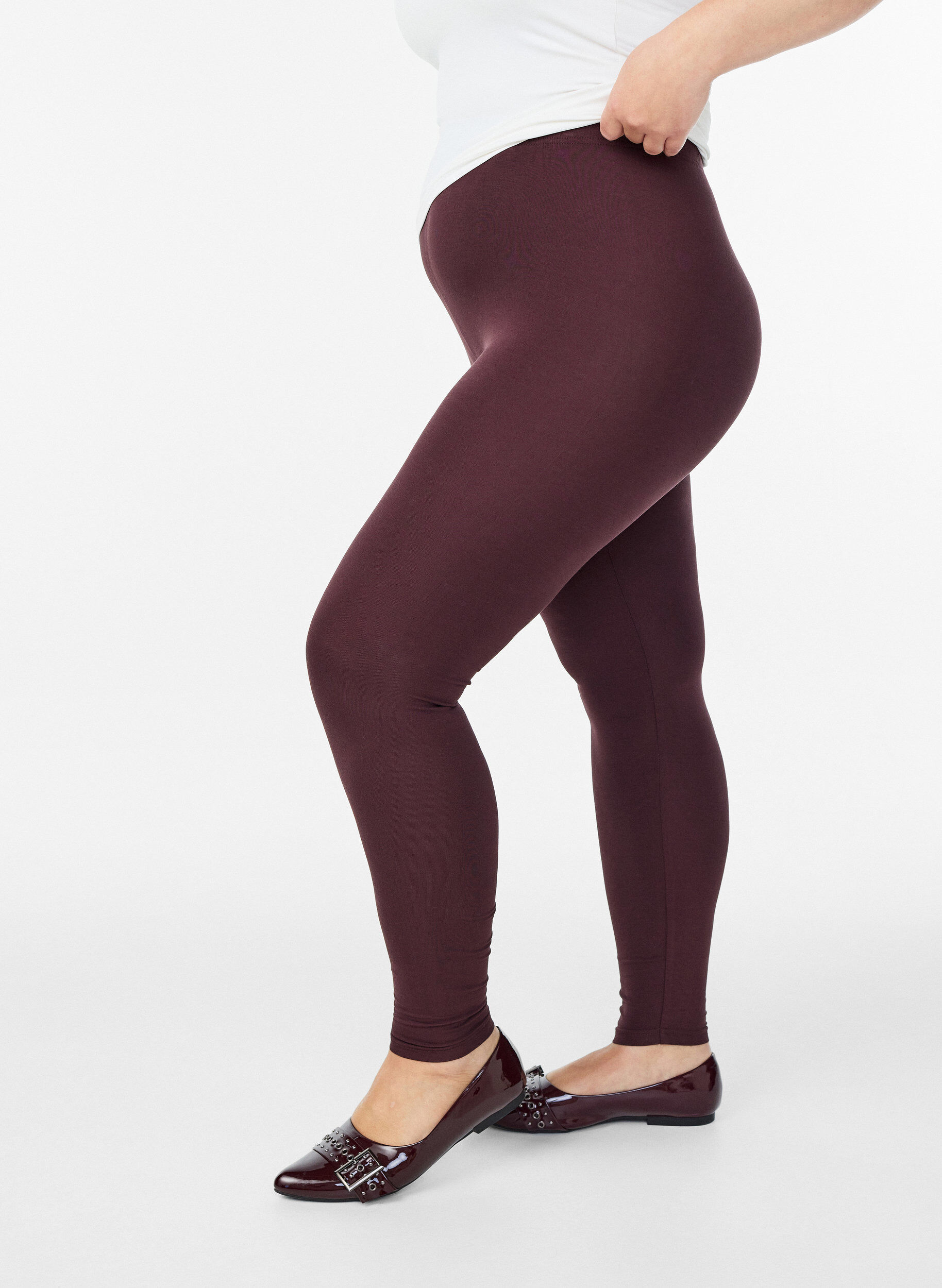 Zizzi Basic Leggings aus Viskose, Dunkles Bordeaux, Model image number 0