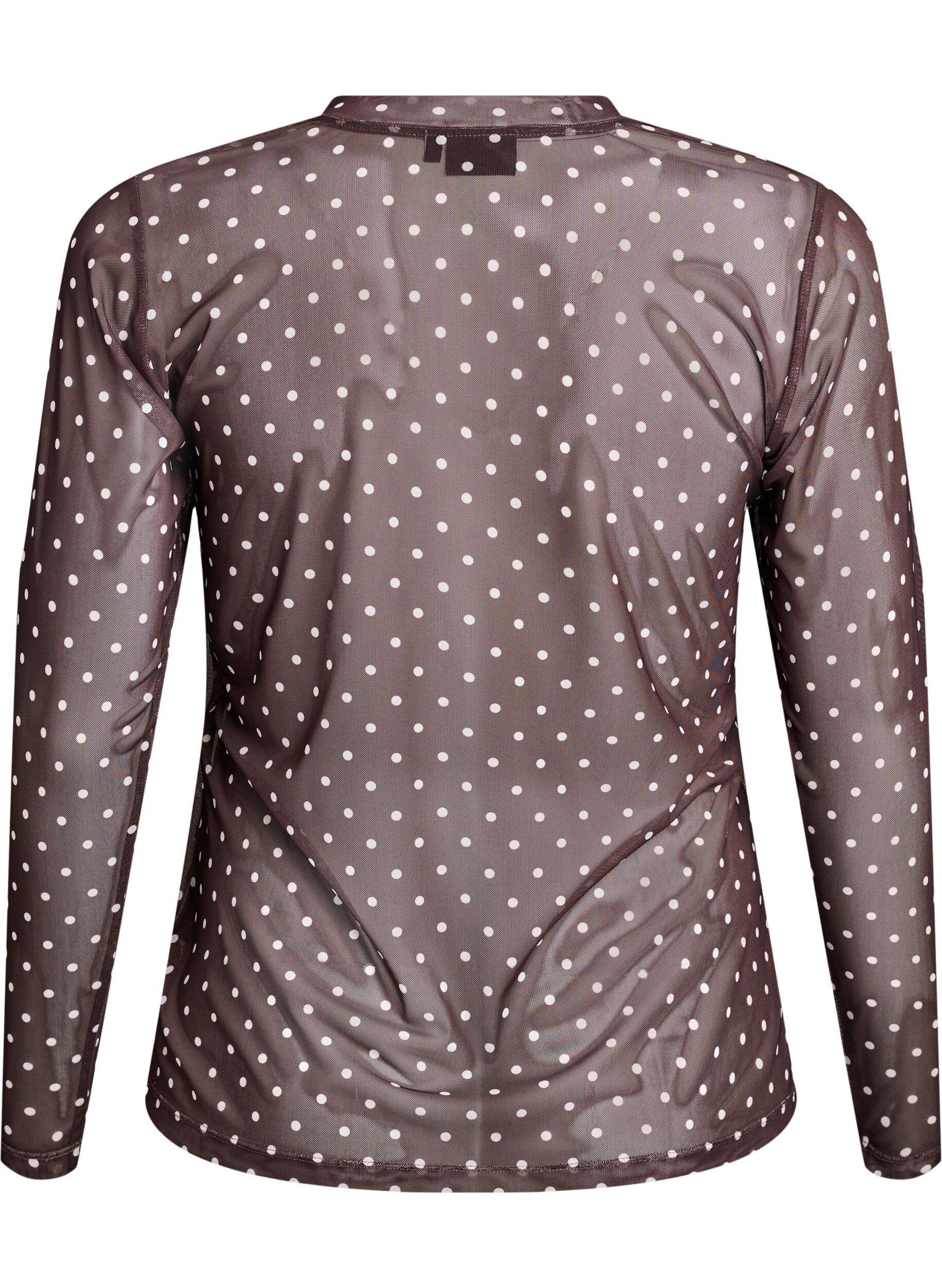 Zizzi Blouse en maille &agrave; pois, Marron, Packshot image number 1