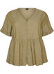 Bluse aus Leinen und Viskose mit V-Ausschnitt und Knopfverschluss, Gr&uuml;n, Packshot image number 0