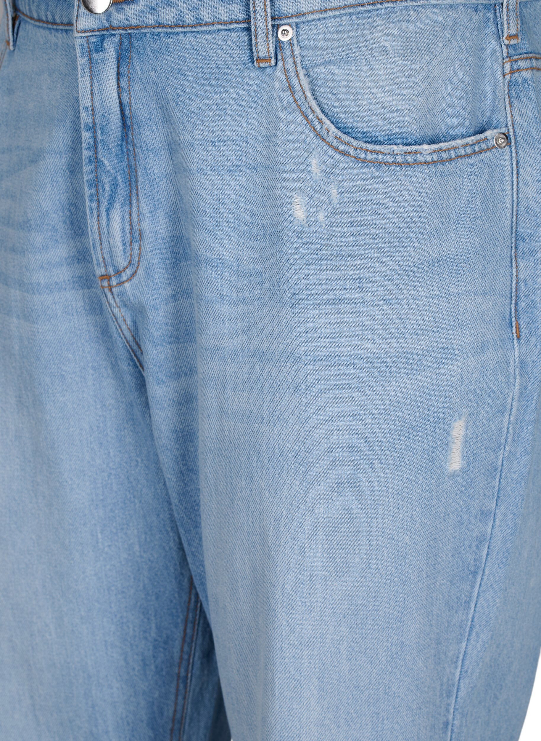 Zizzi Mille Mom-Fit-Jeans mit Destroyed-Effekt, Light Blue, Packshot image number 2