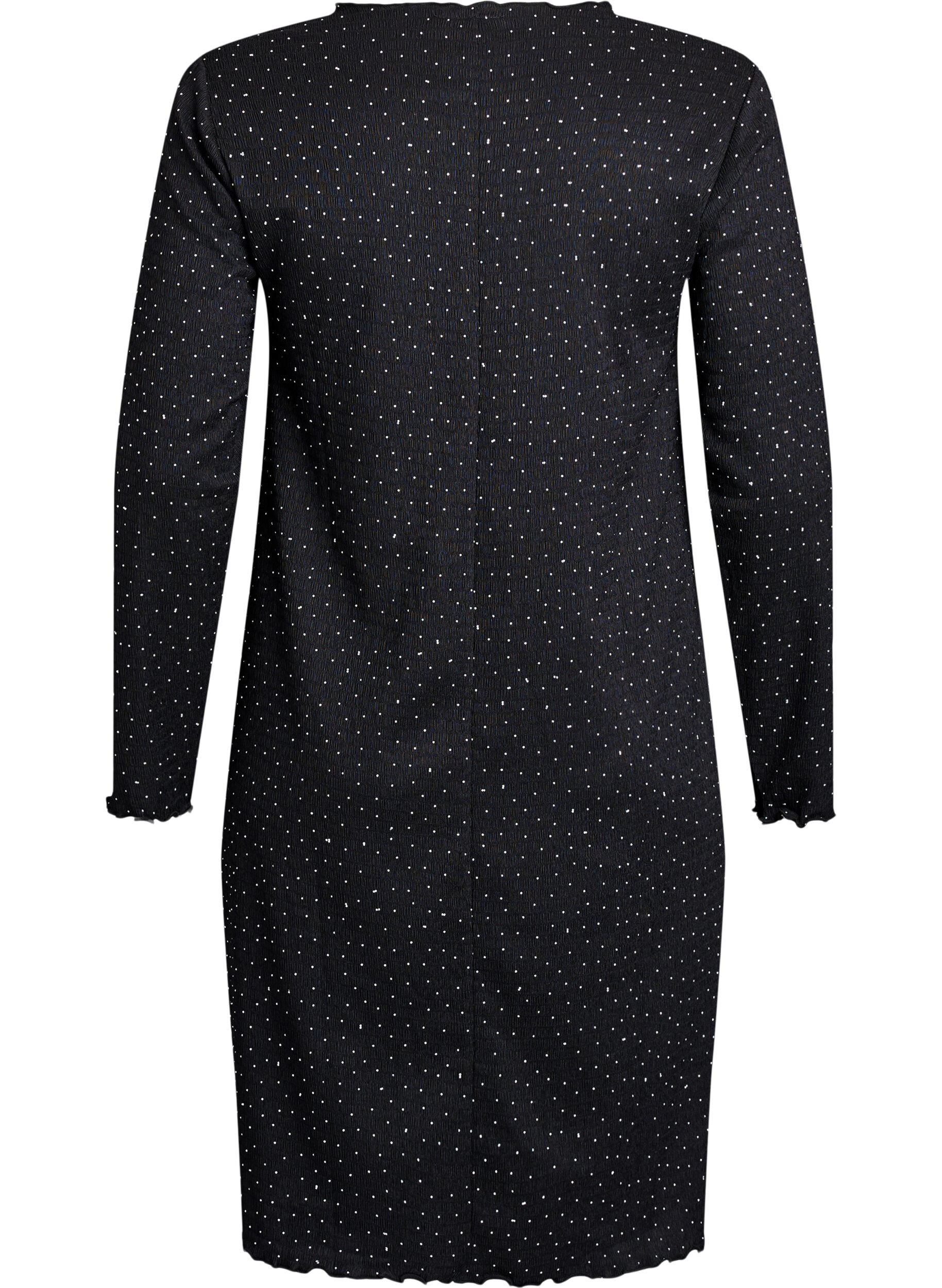 Zizzi Robe avec strass et bords festonn&eacute;s, Noir, Packshot image number 1