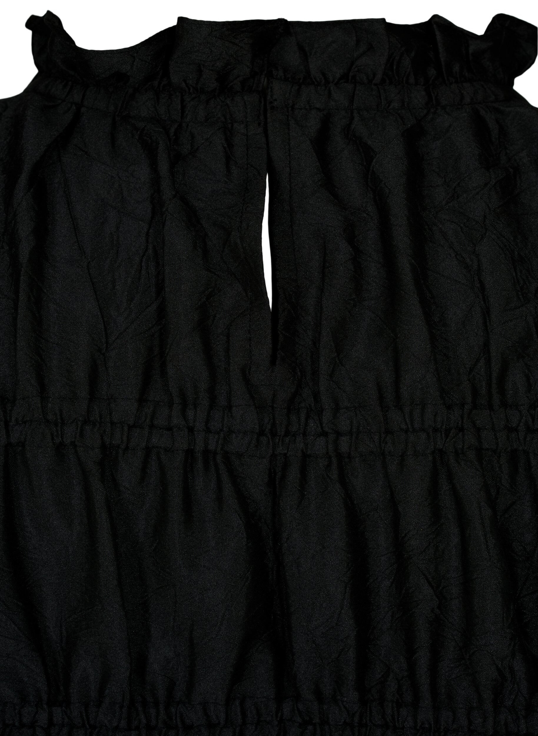 Zizzi Kleid mit R&uuml;schen und elastischen Schnittlinien, Black, Packshot image number 3