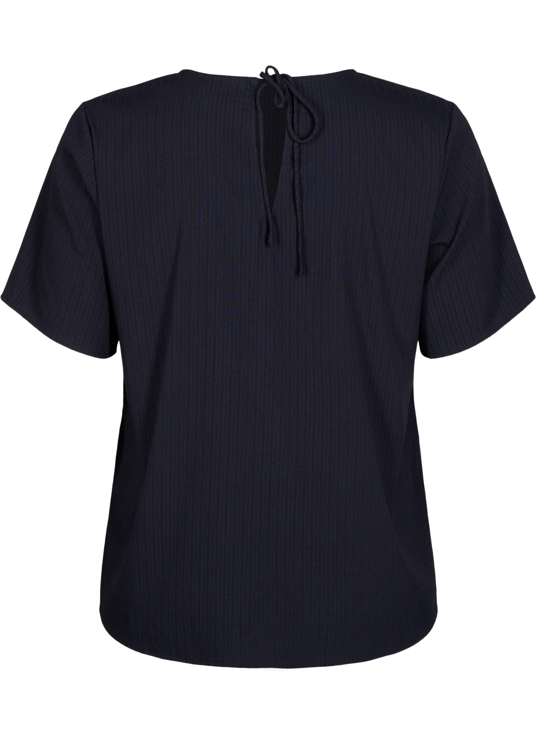 Zizzi Chemisier &agrave; manches courtes en viscose avec liens, Black, Packshot image number 1