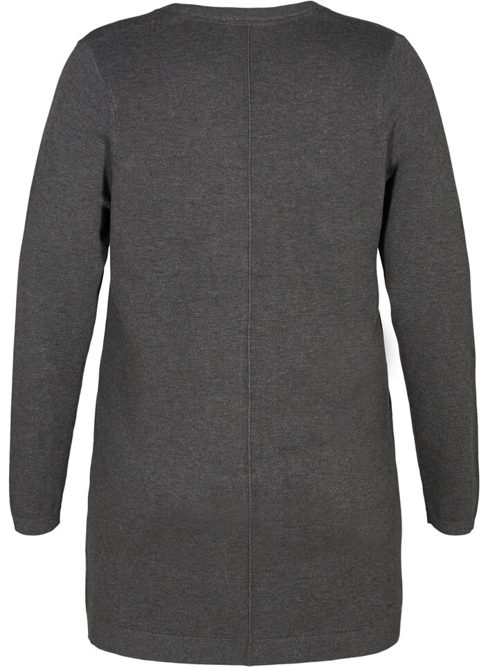 Lange Strickjacke aus einer Viskosemischung, Grau, Packshot image number 1