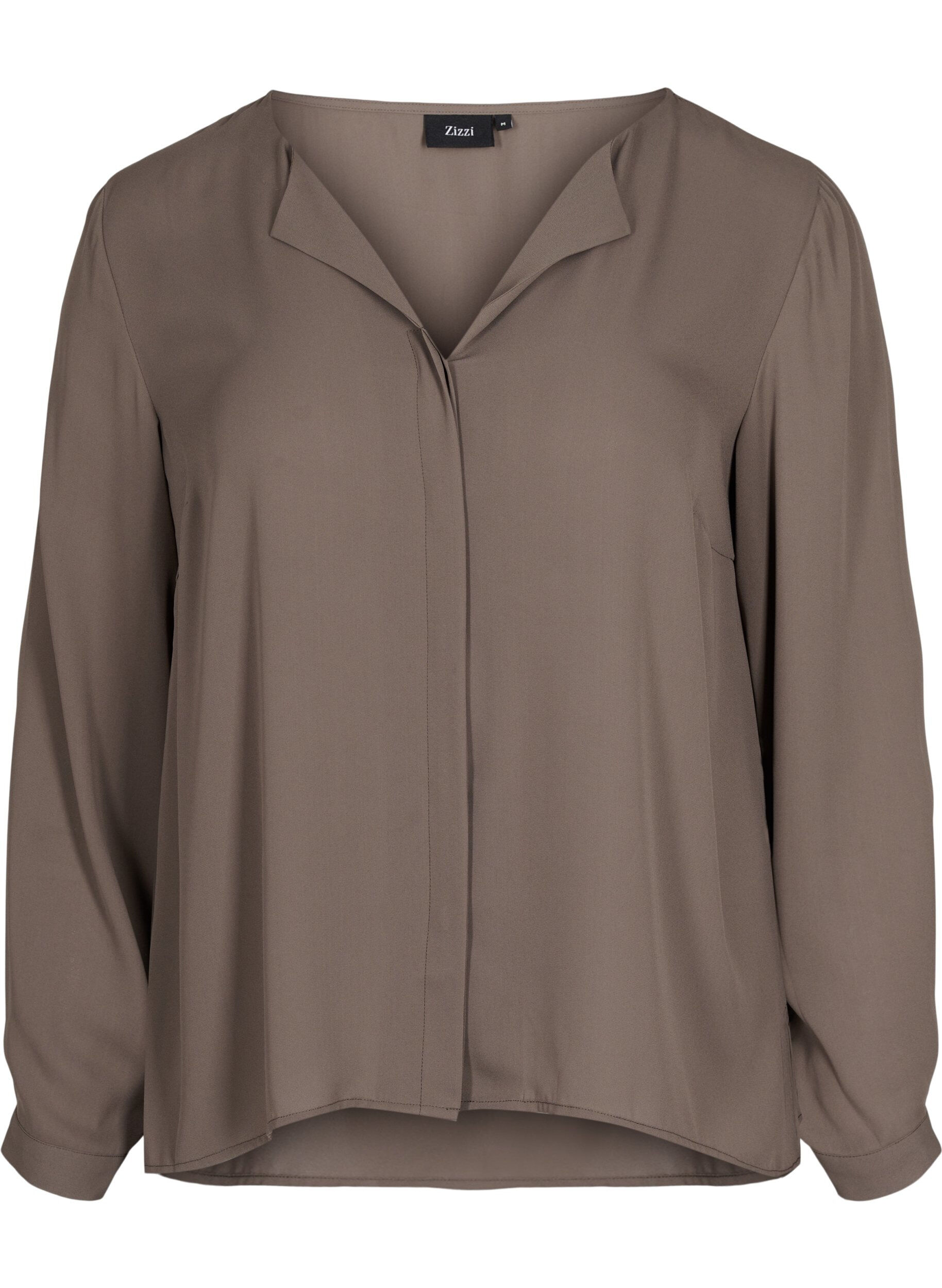 Zizzi Unifarbenes Hemd mit V-Ausschnitt, Falcon, Packshot image number 0