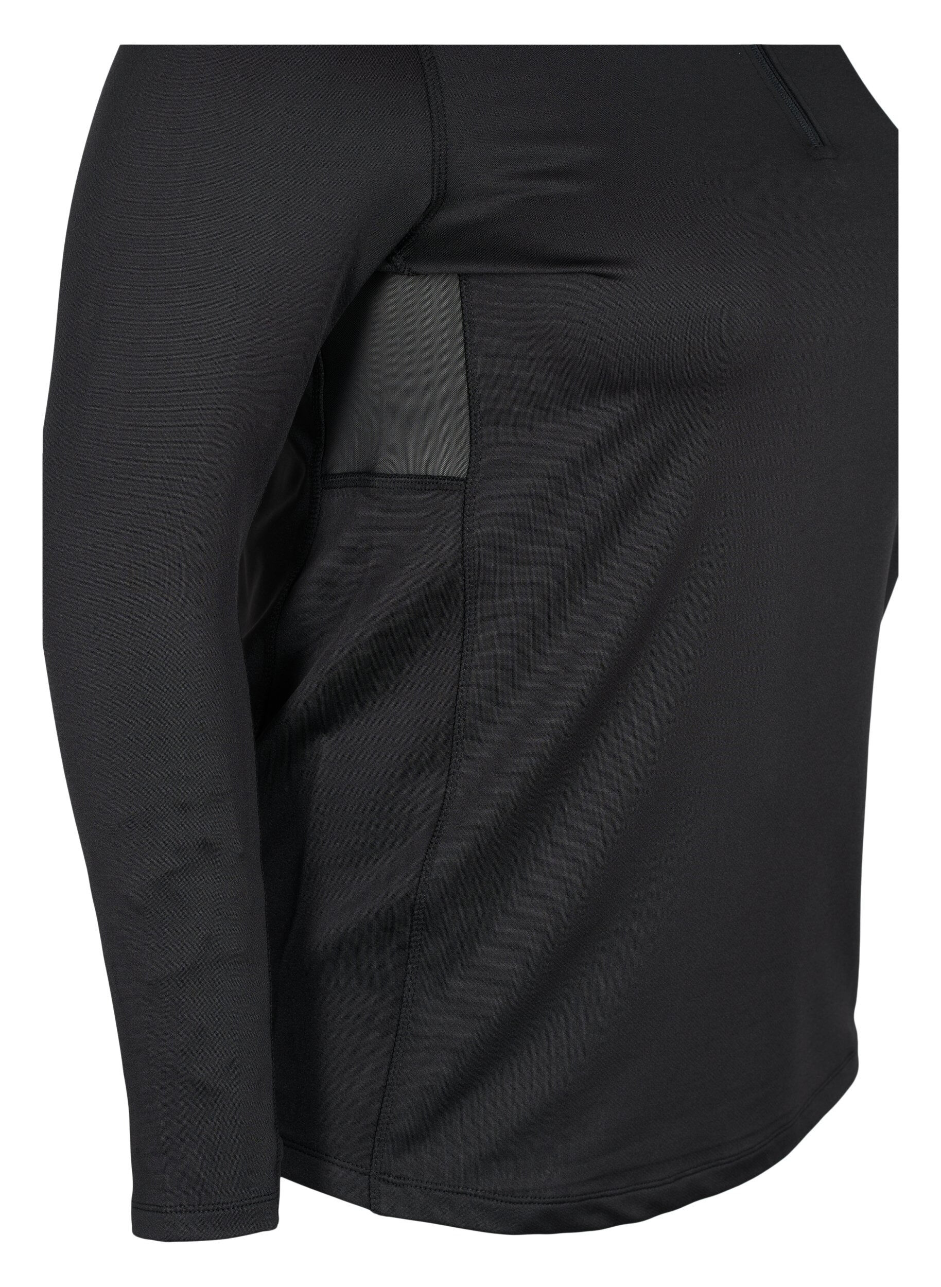 Zizzi Hochgeschlossenes Sporttop mit Rei&szlig;verschluss, Black, Packshot image number 2