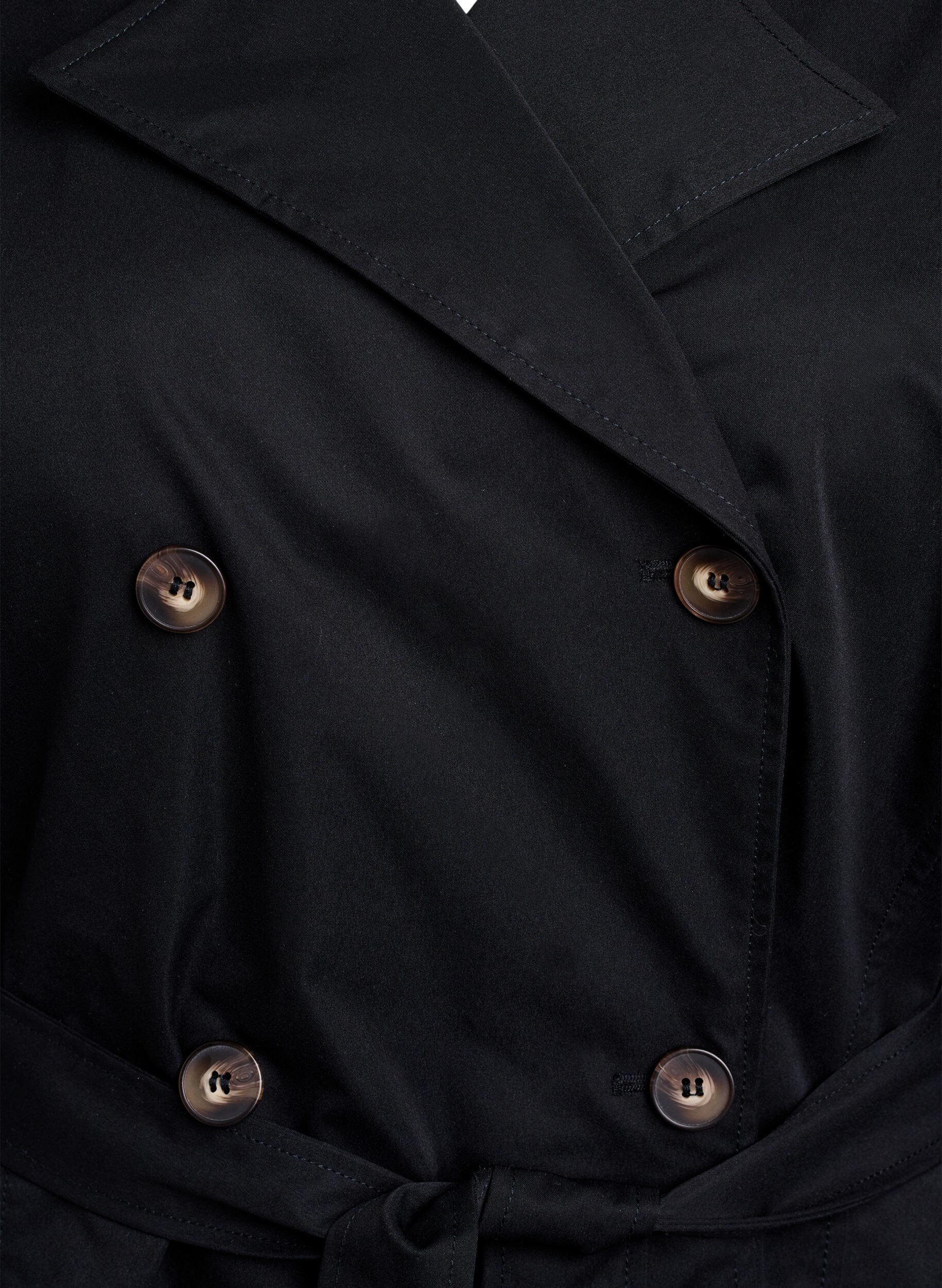 Zizzi Trenchcoat in Midi-L&auml;nge mit G&uuml;rtel, Black, Packshot image number 2