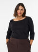 T-shirt basic &agrave; col bateau et manches 3/4, Noir, Model image number 0
