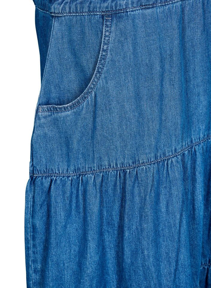 Jeanskleid in Midil&auml;nge mit Kn&ouml;pfen und kurzen &Auml;rmeln, Blau, Packshot image number 3