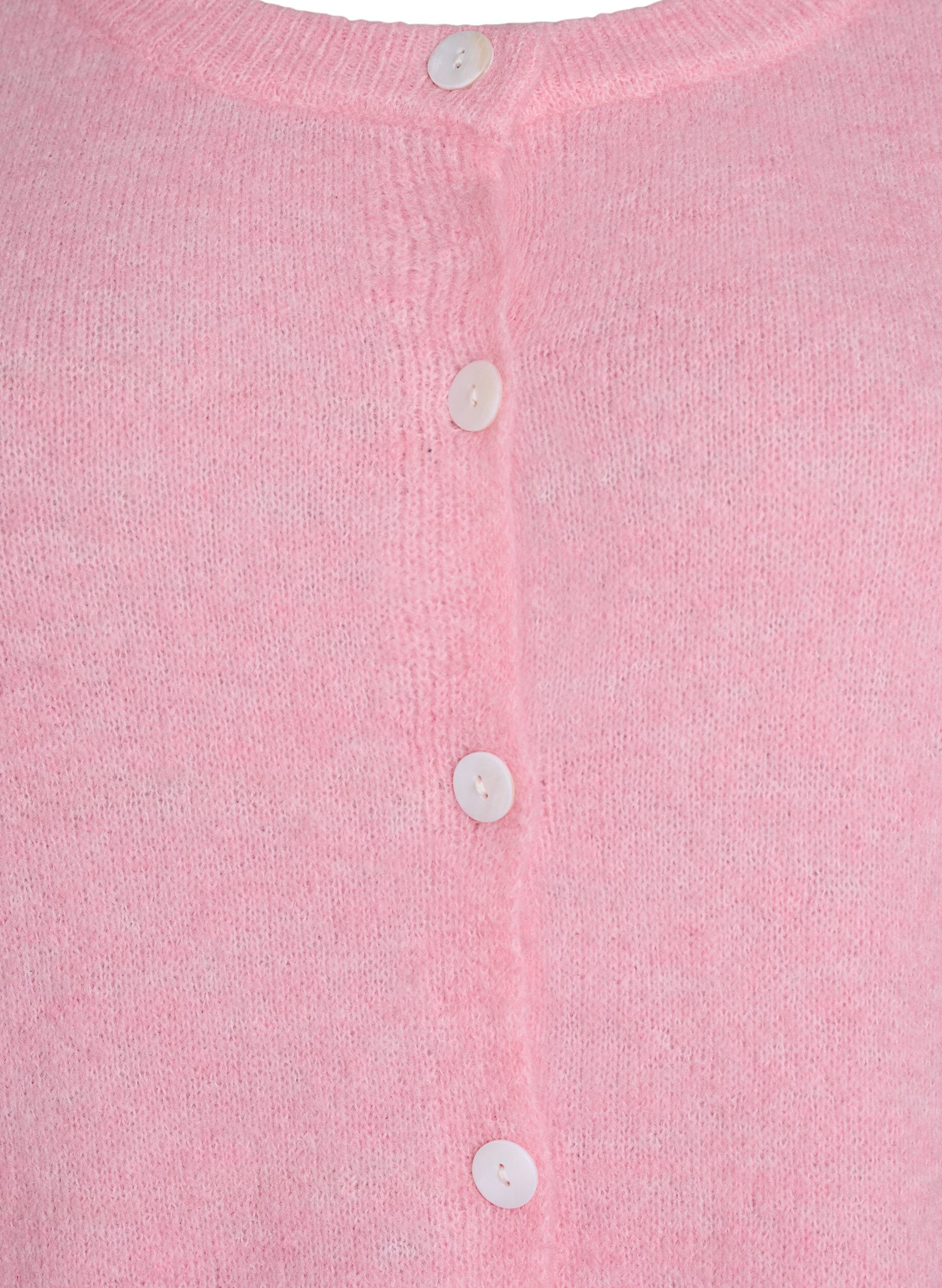 Zizzi Cardigan tricot&eacute; avec laine et boutons, Rose, Packshot image number 2