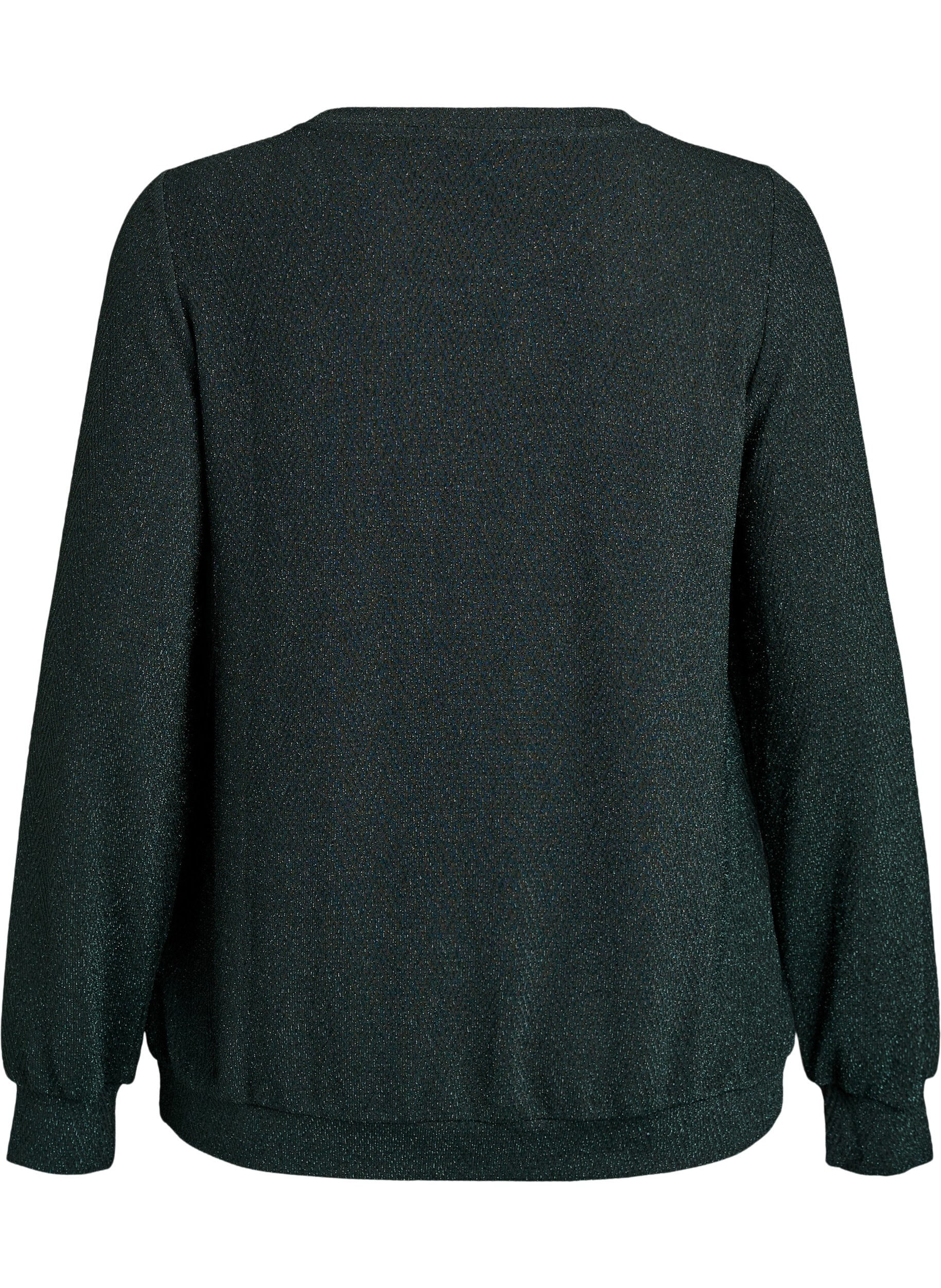 ZizziBlouse avec motif &agrave; chevrons et fil paillet&eacute;, Vert fonc&eacute;, Packshot image number 1