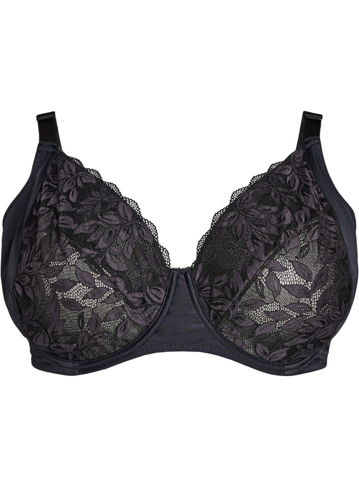 Soutien-gorge couvrant en dentelle, Noir, Packshot image number 0