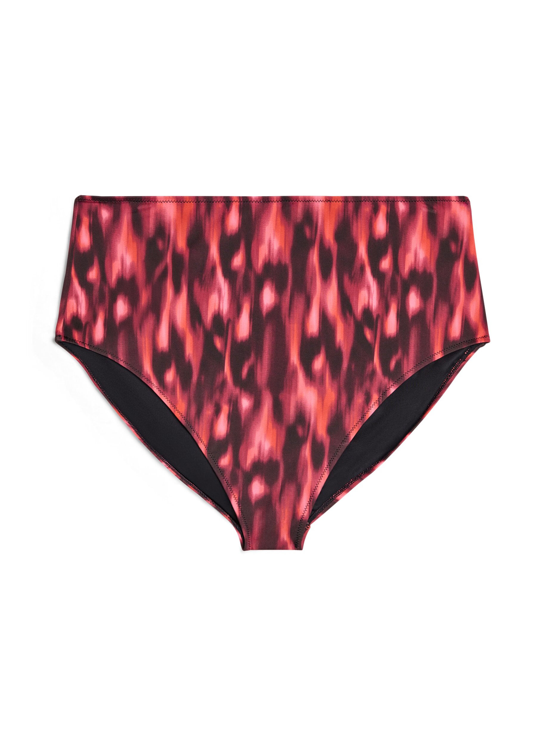 Zizzi Culotte de bikini imprim&eacute;e et taille haute, Rouge, Packshot image number 0