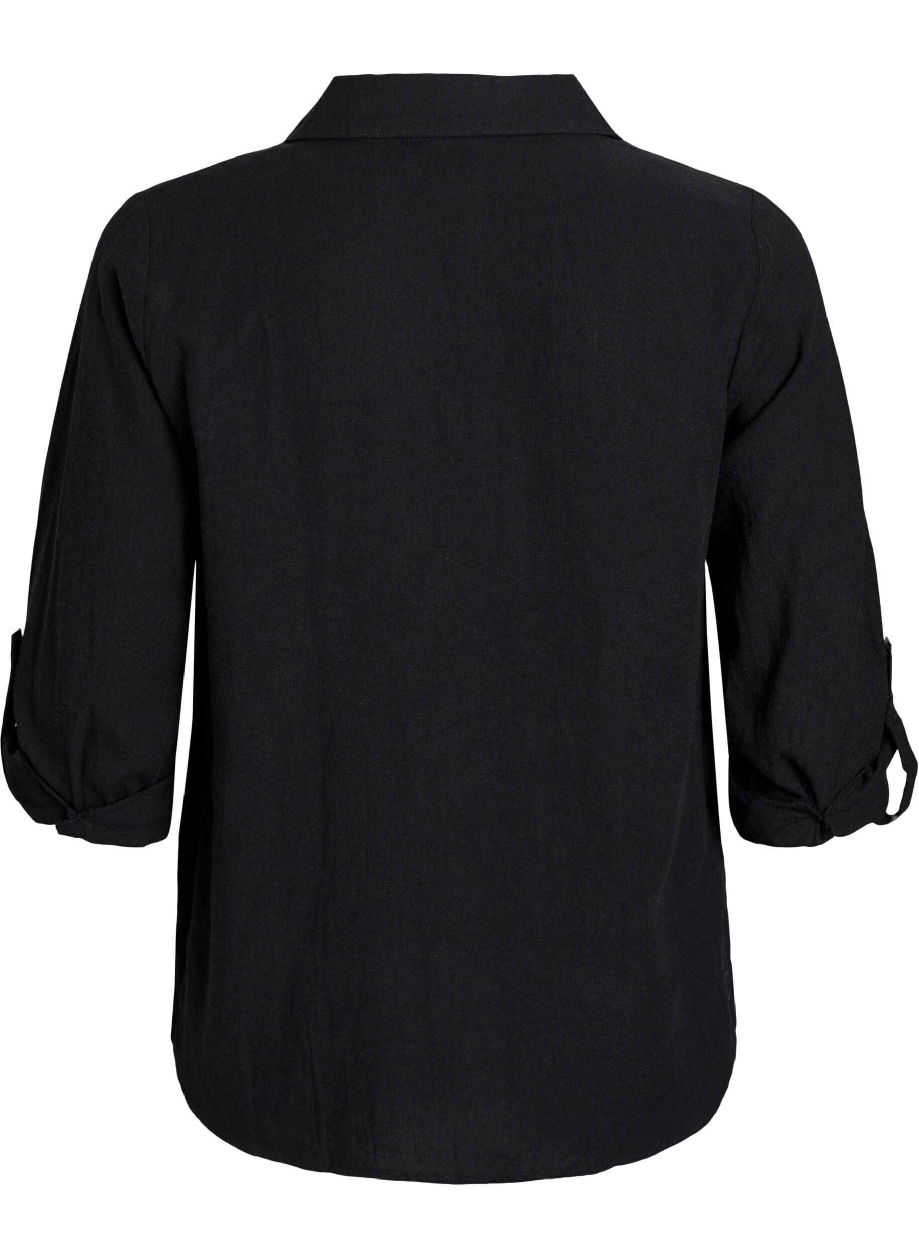 ZizziBluse aus Leinen und Viskose mit 3/4-&Auml;rmeln, Schwarz, Packshot image number 1