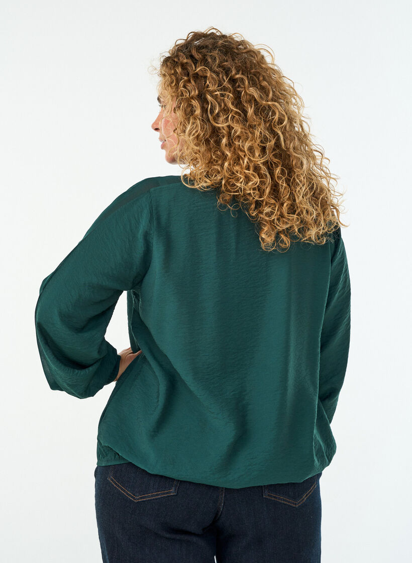 Bluse mit Balloneffekt und Chiffondetails, Gr&uuml;n, Model image number 2