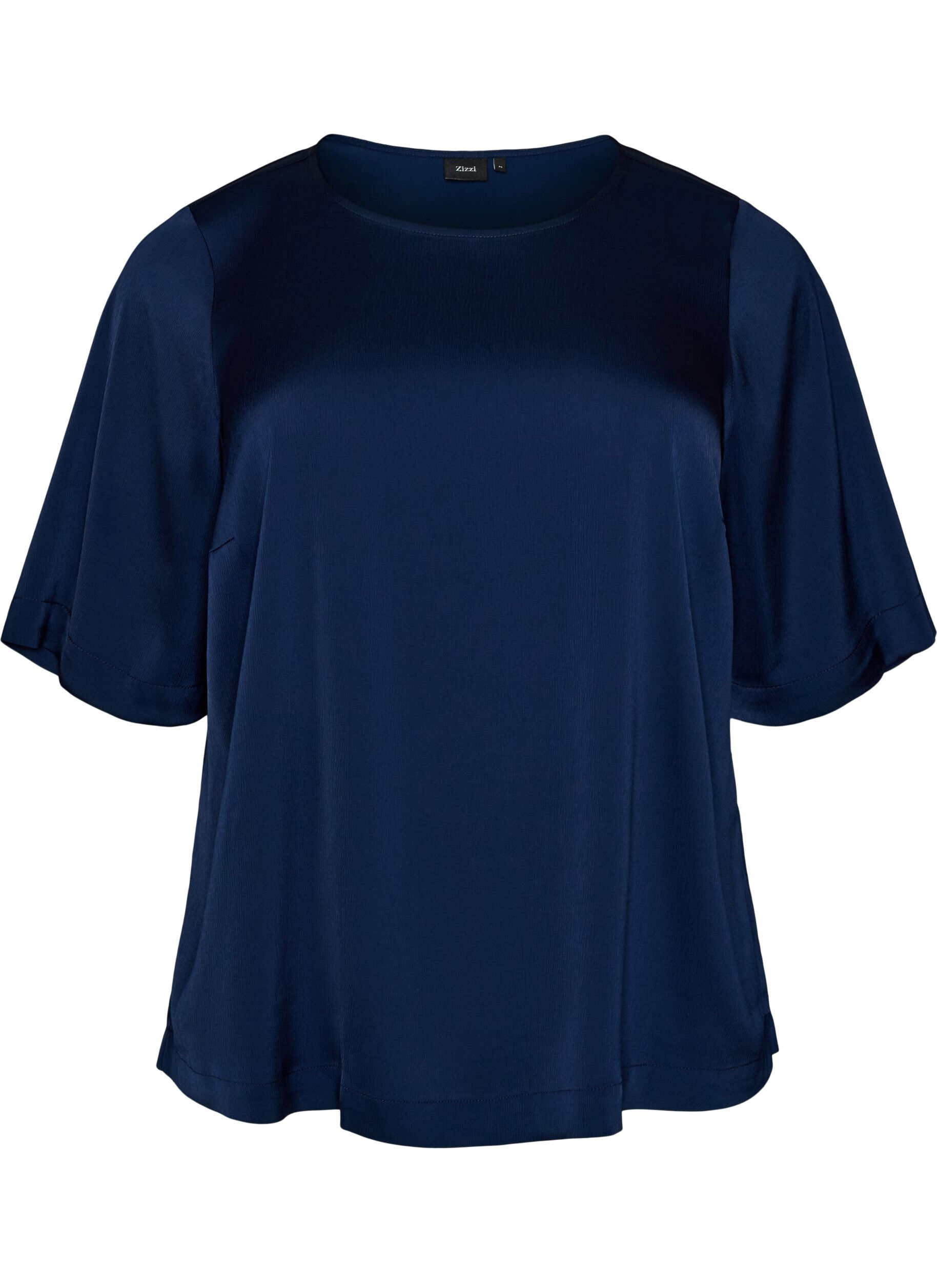 Bluse aus Satin mit ellenbogenlangen &Auml;rmeln