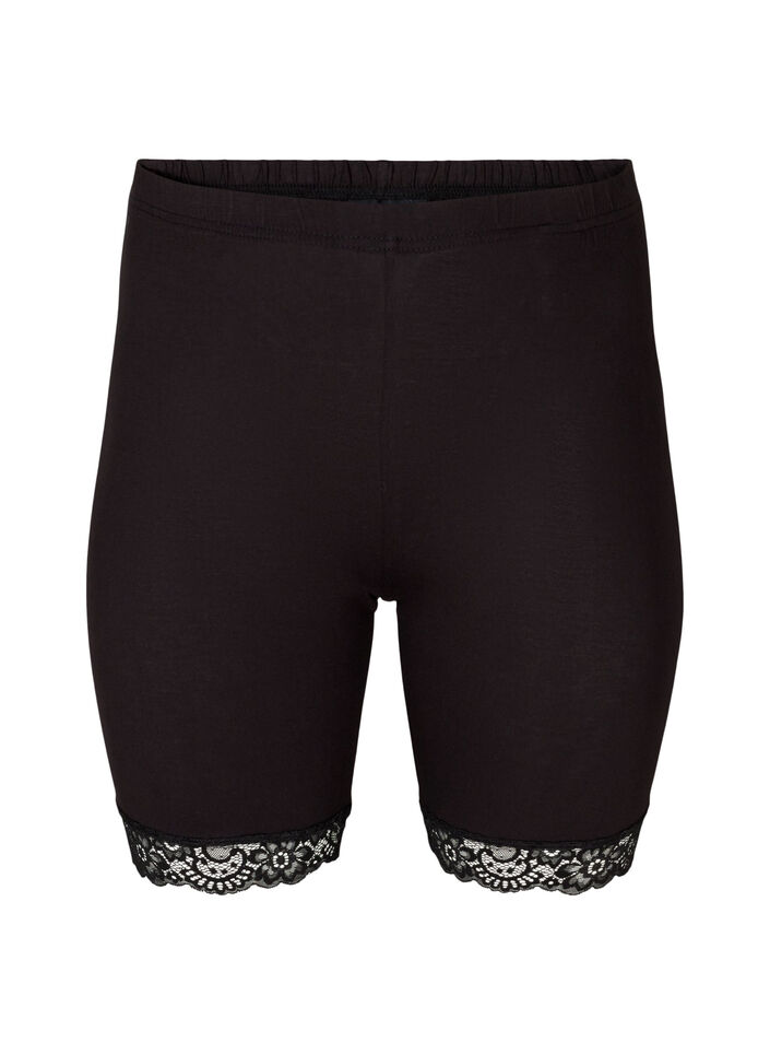 Fahrradshorts mit Spitzensaum, Schwarz, Packshot image number 0