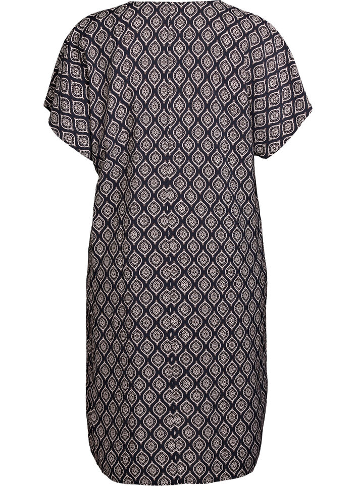 Robe &agrave; col en V en viscose, Bleu, Packshot image number 1