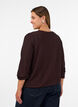 Blouse avec texture verticale et fils scintillants, Marron, Model image number 2