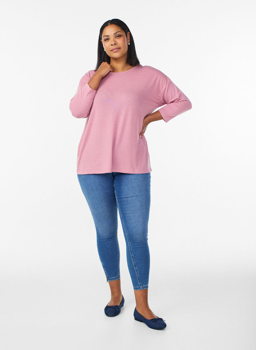 Bluse aus Jersey mit 3/4-&Auml;rmeln, Rot, Model image number 1