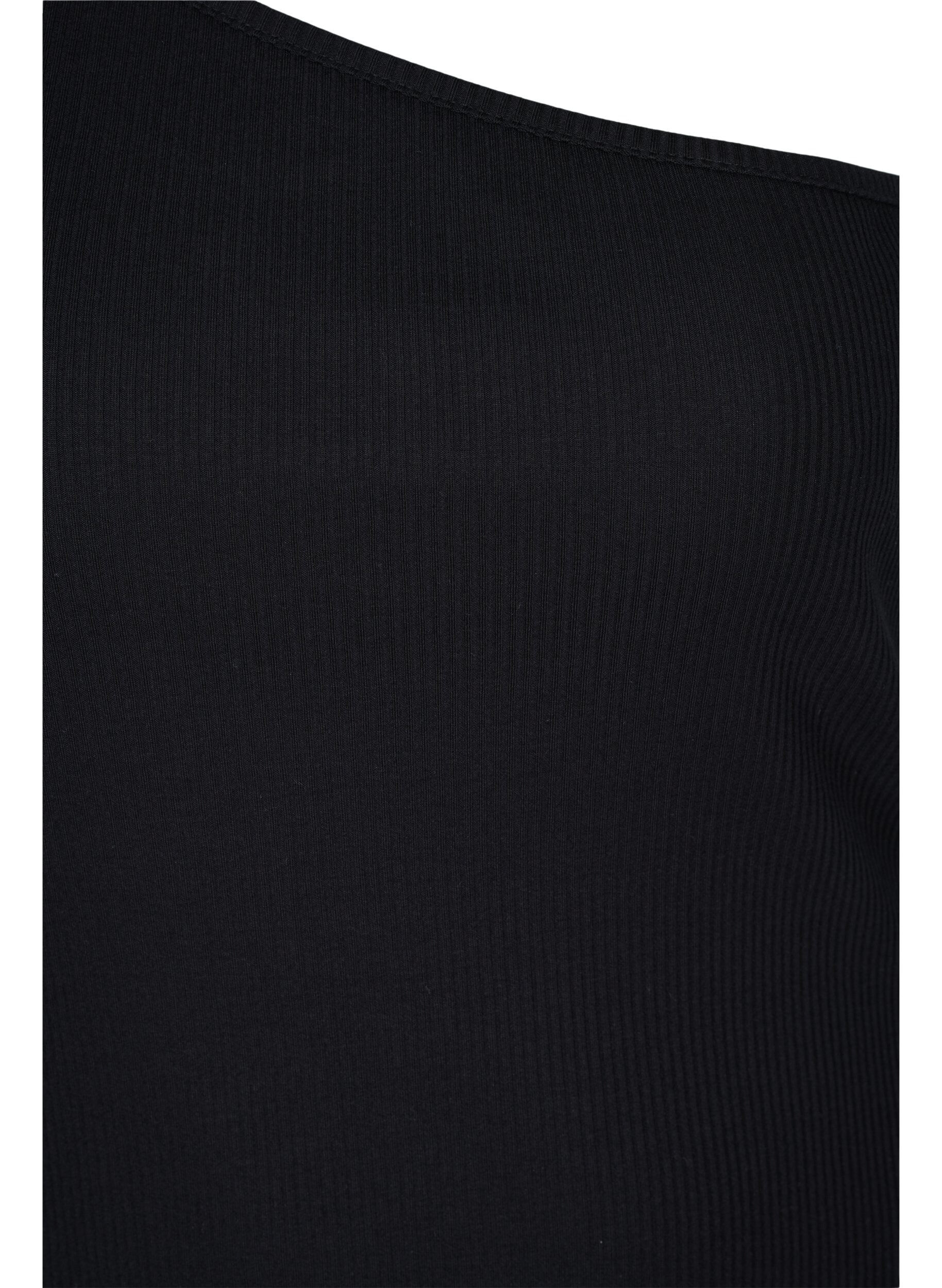 Zizzi One-Shoulder Top aus Baumwolle, Black, Packshot image number 2