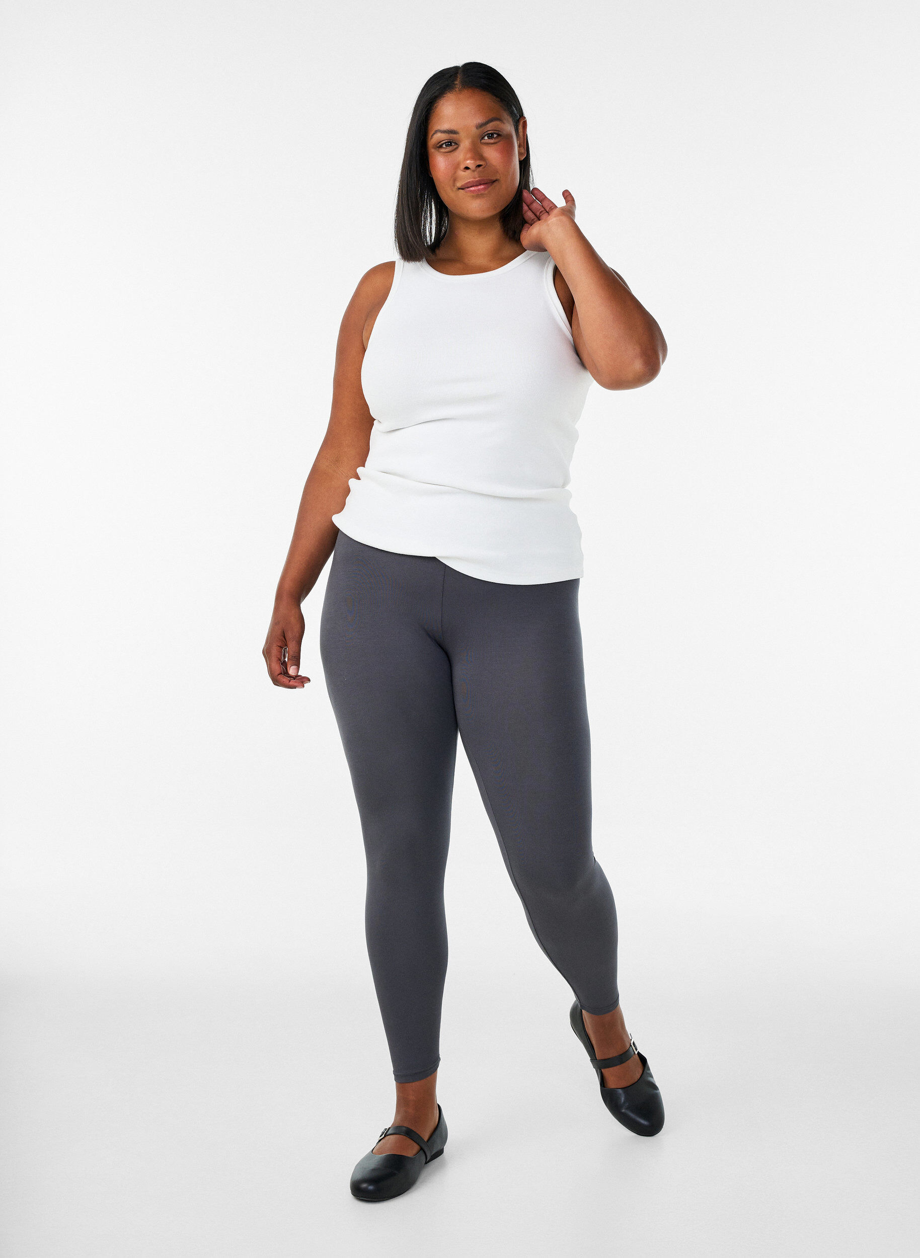 ZizziBasic-Leggings aus Viskose, Grau, Model image number 1
