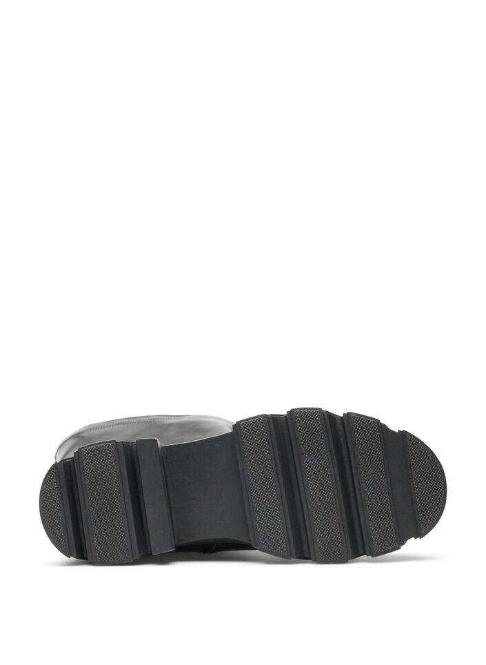 Langschaftstiefel aus Kunstleder mit klobiger Sohle, Schwarz, Packshot image number 4