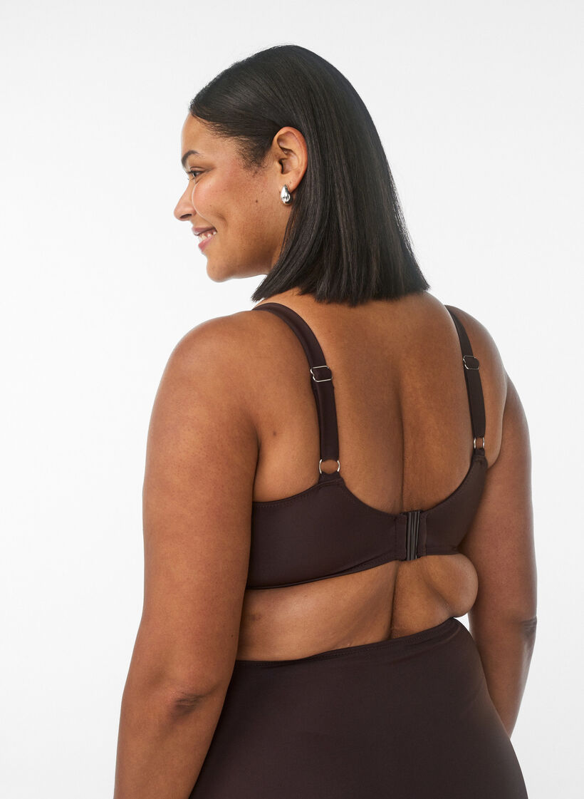 Soutien-gorge de bikini &agrave; armatures avec drap&eacute;, Marron, Model image number 2