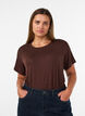 T-shirt en viscose avec strass, Marron, Model image number 0