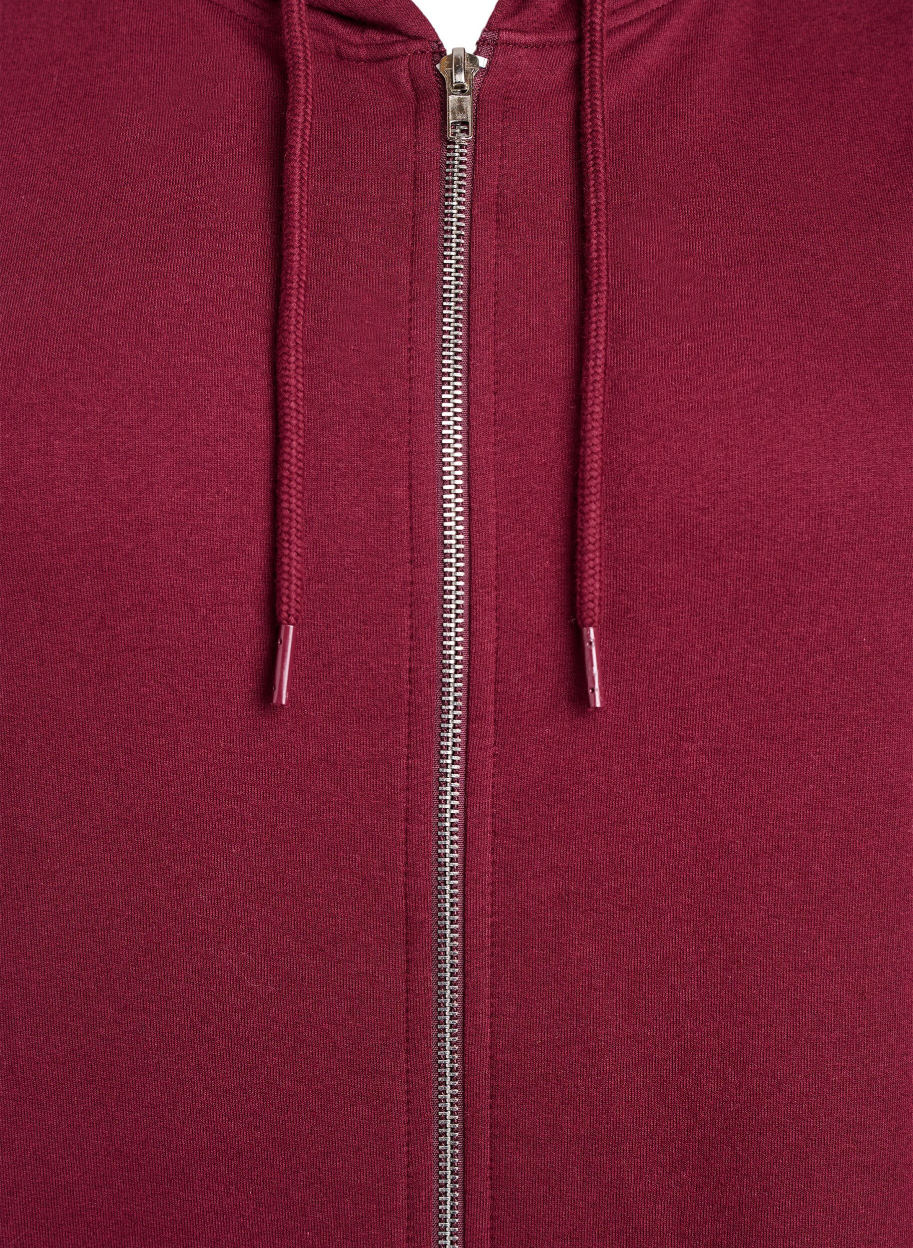 Zizzi Lange Sweatjacke aus Baumwolle mit Kapuze, Dunkles Bordeaux, Packshot image number 2
