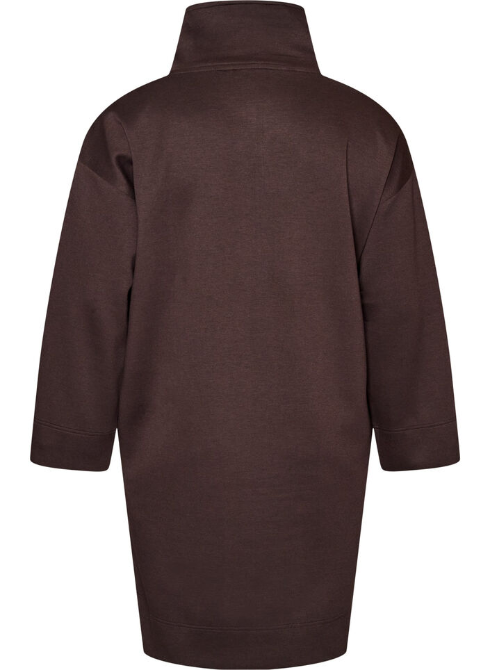 Robe-sweat sportive avec col montant et fermeture zipp&eacute;e, Marron, Packshot image number 1